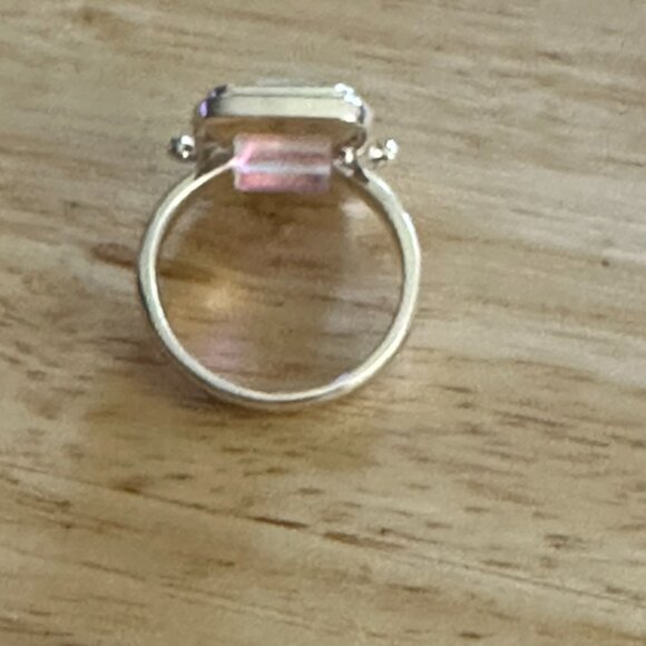 NEW Boho Minimalist Silver Plated Iridescent Moonstone Crystal Ring - Picture 4 of 4